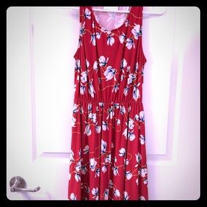 Red floral dress
